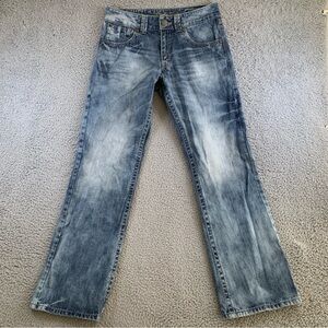 Wrangler Rock 47 Denim Jeans Men's Zip Fly Relaxed Boot 100% Cotton Blue 32x32